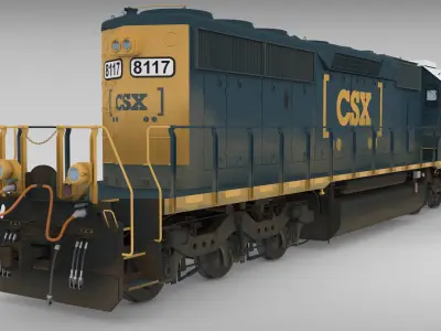 Locomotive SD40-2 CSX YN3b 3D model