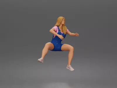 teenage girl carried by a man casual overall outfit sneakers 3D print model