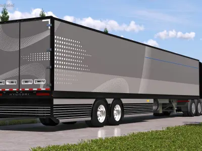 Futuristic Hydrogen Concept Semi Truck with Trailer 3D model