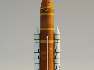 Artemis II launch vehicle Free low-poly 3D model