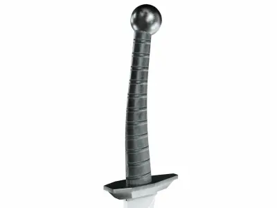 Curved sword 16 Low-poly 3D model