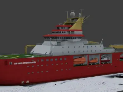 Antarctic Research vessel 3D model Low-poly 3D model