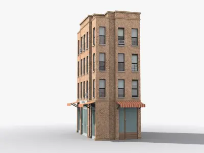 Apartment Building x21 Low-poly 3D model