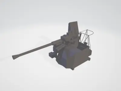 US AMERICAN BOFORS WW2 Signle gun Low-poly 3D model