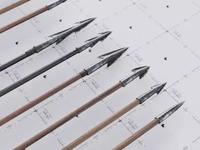 Arrows and Bolts 36 Types 3D AssetKit Free low-poly 3D model