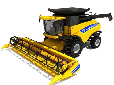 Yellow New Holland Combine 3D model