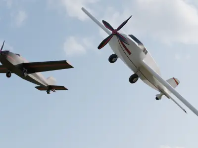 LowPoly Cartoon Propeller Plane  Blender 3D Model Low-poly 3D model