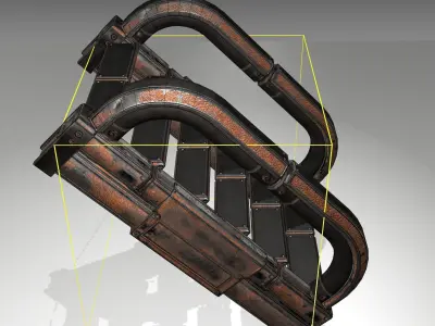 Futuristic Stairs - 10 - Rusty Textures Low-poly 3D model
