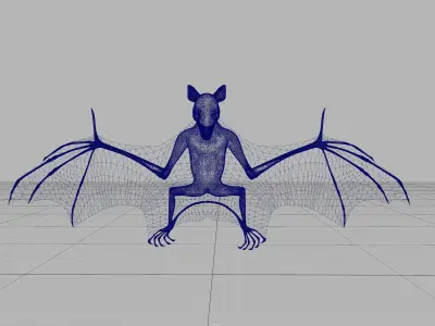 Bat low poly flying in air Low-poly 3D model