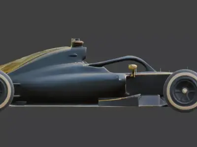 Matte Black and Gold Open-Wheel Race Car 3D Model  V03 Low-poly 3D model