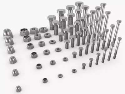 bolts and nuts collection 3D model by borgs