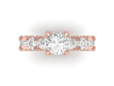 Solitaire Engagement Art Deco Ring 3D print model 39