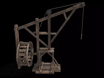 Wooden Crane Low-poly 3D model
