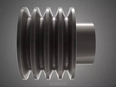 STANDARD 4 FOUR QUADRUPLE GROOVE TRACK PULLEY SHEAVE WHEEL BELT 3D model