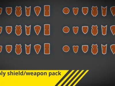 Low-poly weapon-shield pack Low-poly 3D model