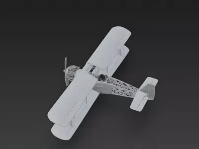 Early WWI Experimental Lattice-Tail Biplane 3D Model Low-poly 3D model