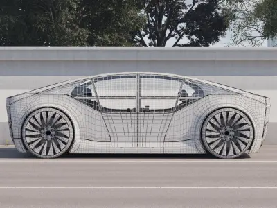 Self-Driving concept car with interior and rigged 3D model purchase