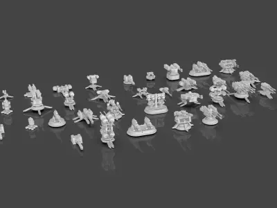 Turret and AA Gun Defense Pack - 6 - 35 Props - Untextured 3D model