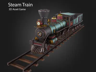 Steam Train Low-poly 3D model purchase