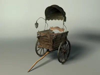 Cart old wood Low-poly 3D model