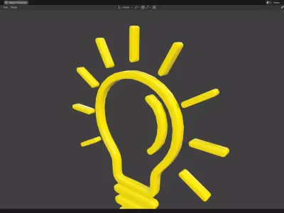 Idea Bulb Icon PBR Low-poly 3D model