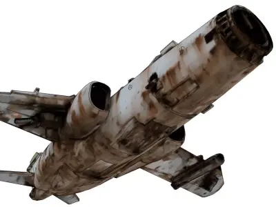 Rusty old fighter in wreckage 3D model