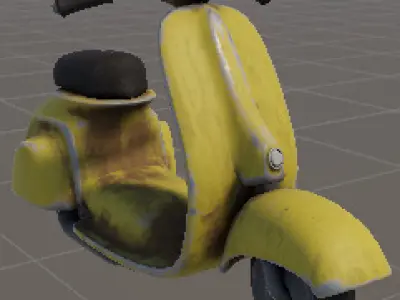 Yellow Moped Low-poly 3D model