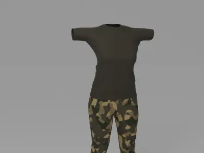 Military Woman Uniform Low-poly 3D model