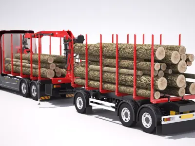Generic Logging Truck and Trailer 3D model