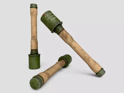 WWII Stielhandgranate Grenade Low-poly 3D model