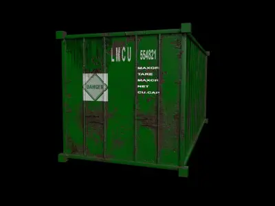 Container-green PBR shipping container Low-poly 3D model