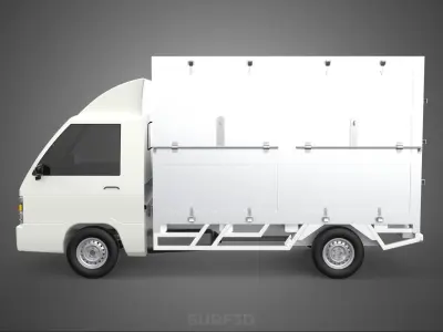 COMPACT WHITE BOX CARGO DELIVERY TRUCK URBAN REGIONAL DELIVERIES 3D model