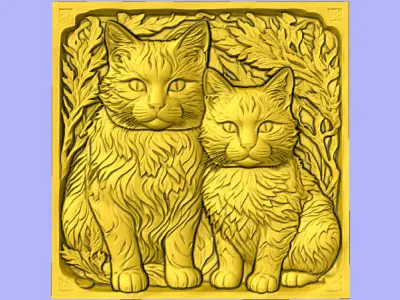 QUADRO DECORATIVO GATOS 3D model