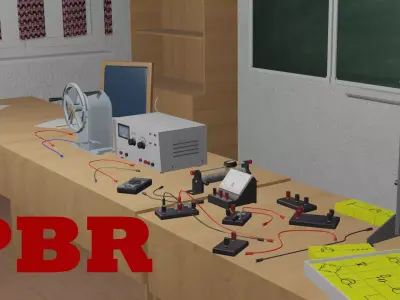 Physics Lab Low Poly 3D Model Low-poly 3D model