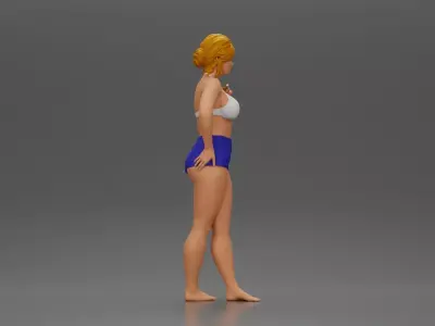 woman posing barefoot wearing top and shorts stylishly 3D print model