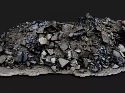 debris ruins destroyed asphalt concrete pile PBR photogrammetry Low-poly 3D model