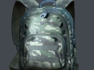 Backpack military combat Black baggage bag luggage Low-poly 3D model purchase