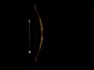 Elven Bow and Arrow Low-poly 3D model