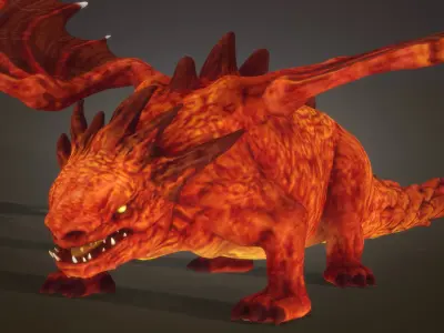 Stylized RedDragon Low-poly 3D model