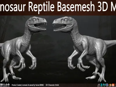 Dinosaur Reptile Basemesh 3D Model Vol 01 Low-poly 3D model