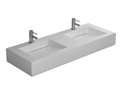 Wall hung washbasin ABBER Stein AS2643 double 3D model