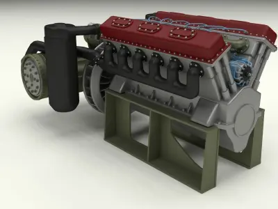 T-34 Engine and Transmission 3D model