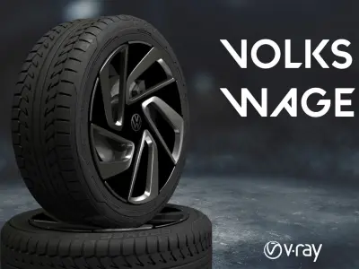 Volkswagen car tyre 3D model