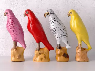 English Porcelain Parrots 3D model