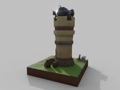 Stylized Tower Low-poly 3D model purchase