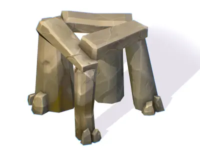Handpaint Cartoon Stone Memorial Totem Symbol Low-poly 3D model 3