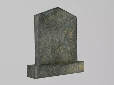 Old Cemetery Gravestone with Moss and Patina Low-poly 3D model