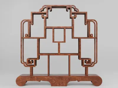 bookshelf asian style display shelf 3D model