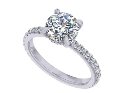 2 carat Round Stone Solitary Ring 3D print model