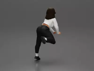 Woman in White Sweater and Black Pants Riding Motorcycle 3D print model